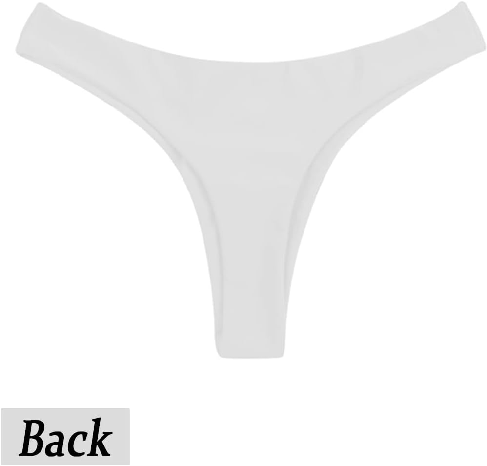 Women's Sexy Cheeky Brazilian Cut Bikini Bottom Solid Low Rise High Leg Thong Swimsuit Bottom - Image 3