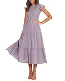 BTFBM Women Casual Short Sleeve Crew Neck Summer Dress Bohemian Floral Printed Flowy Maxi Dresses Tiered Cocktail Dress, Solid Light Purple, Small BTFBM Women Casual Short Sleeve Crew Neck Summer Dress Bohemian Floral Printed Flowy Maxi Dresses Tiered Cocktail Dress, Solid Light Purple, Small