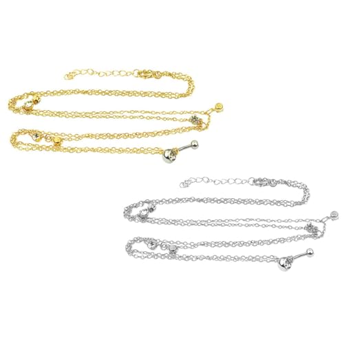 KESYOO Belly Button Ring Chain Rhinestone Navel Ring in Gold Fashionable Waist Chain for Stylish Women