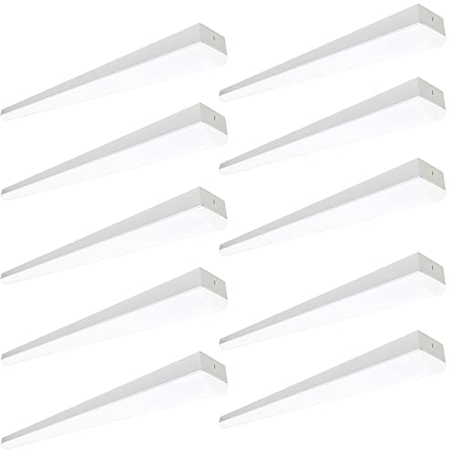 10台セット LEDベースライト トラフ一体型 昼光色 5380lm 高輝度 40W型2灯式以上の明るさ 器具一体型 蛍光灯器具 天井直付 ライトバー 照明器具 ベースライト 天井照明 店舗照明 施設照明 LED蛍光灯照明器具 (トラフ型10台, 昼光色6