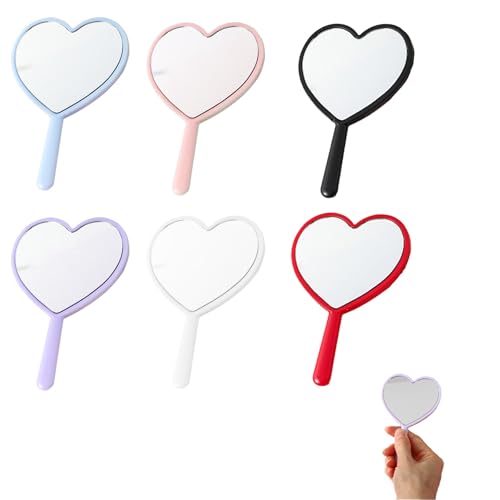 PMELCXD Espejo de Mano Cosmético con Asa para Maquillaje, 6 Piezas, Colores Brillantes, Tamaño Compacto, Ideal para Viajes, Regalo para Mujeres y Hombres