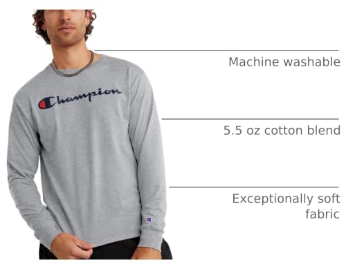 Image of Champion Men's Long Sleeve T-shirt, Classic T-shirt for Men (Reg. Or Big & Tall)