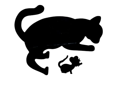 Kantenhocker Katze Luci mit Maus in schwarz, als Wanddekoration für den Türrahmen