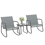 Outsunny Conjunto de Mesa y Sillas de Terraza Exterior de 3 Piezas, Gris