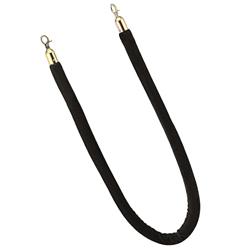Corde poteau torsadée noire et crochets inox pour tapis rouge