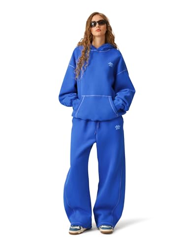 Image of Aelfric Eden Sweatsuits Women 2 Piece Outfit Fall Fleece Tracksuit Matching Oversized Hoodies Baggy Sweatpants Set