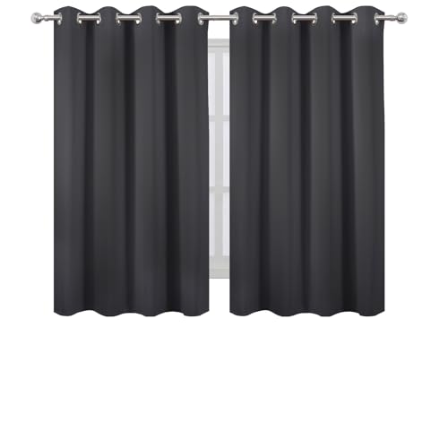 Image of LEMOMO Dark Grey Thermal Blackout Curtains /52 x 54 Inch /Set of 2 Panels Room Darkening Curtains for Bedroom