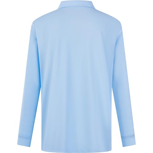 Image of Mens Golf Shirt Long Sleeve Moisture Wicking Dry Fit Performance Solid Pique Collared Golf Polo Shirts for Men