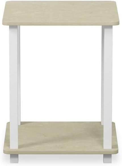 Furinno Simplistic Set of 2 End Table, Cream Faux Marble