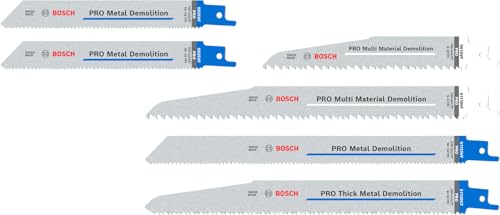 Bosch 6x Kit de lames de scie sabre PRO Demolition, 6 pièces (pour Profilés et tuyaux en métal, Métaux non ferreux, Longueur mm, Professional Accessoire...