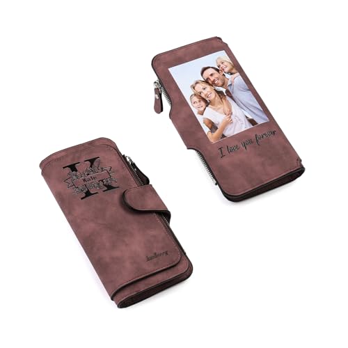 Portefeuille photo personnalisé femme cadeau maman grand-mère avec fermeture éclair