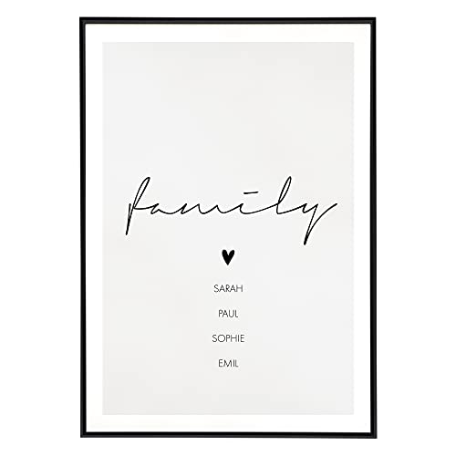 Personalisiertes Familienposter "family" mit Namen – individuelles und personalisierbares Poster als Geschenk zur Einweihung oder Umzug, ohne Bilderrahmen, Familienbild für zu Hause