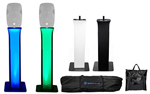 (2) Rockville RTP82B 8 ft Adjustable Black Totem Moving Head Light Stand+Scrim+Bag