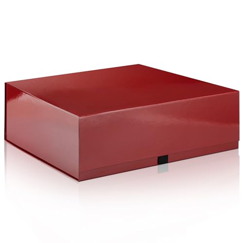 Image of Rsgift 3 Pack Gift Boxes - 18x15x6.1 Inches, Red Collapsible Groomsmen Proposal Boxes with Magnetic Lids, Extra Large for Presents, Wedding, Christmas, Birthday