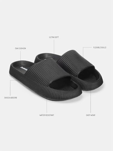 Image of hummel TEXTURE SOFT Men's Classic Ultra Soft Sliders /Slippers with Cushion FootBed for Adult Comfortable & Light Weight Stylish & Waterproof & Everyday Flip Flops & Chappals for Gents /Boys