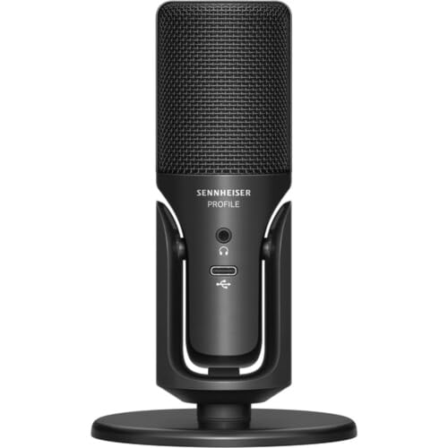Image of Sennheiser Profile USB Condenser Microphone with Desktop Stand Bundled with Closed-Back Headphones + Microphone Boom Arm + Wind Screen Pop Filter + Microfiber Cleaning Cloth (5 Items)