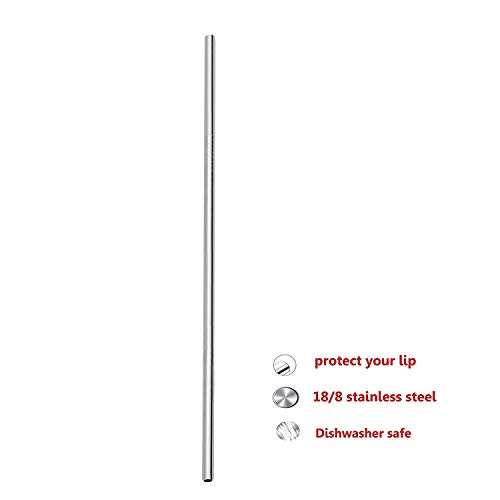 Image of Expresso - New Set of 4 Reusable Stainless Steel Drinking Straws 10.5'' (4 Straight & 1 Cleaning Brushes) - BPA Free Metal, Thick, Long, Dishwasher Safe - for Smoothies, Tumblers, Travel & More