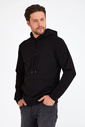 Sweat à capuche noir confortable coupe ample taille L style sobre