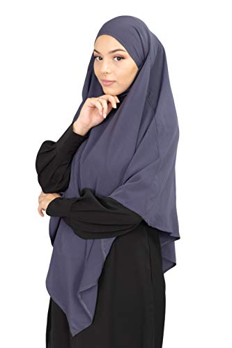 Lamis Hijab – Khimar Hijab – Jilbab für Damen Gr. Einheitsgröße, Blau Figue