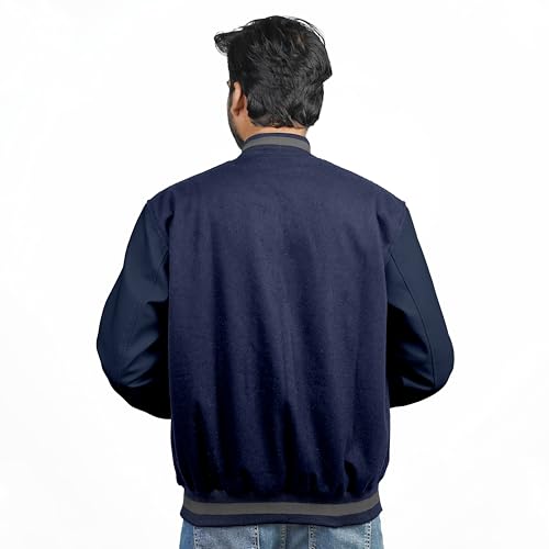 Image of Men's Fashion Varsity Jacket Causal Slim Fit Wool Letterman Baseball Bomber Jackets