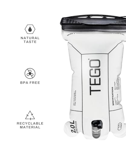 Image of TEGO Pacer 1L / 2L Hydration Reservoir | BPA-Free Running & Hiking Bladder | Snap-Lock Tube | Bite Valve | Compatible with Pacer Trail Vest
