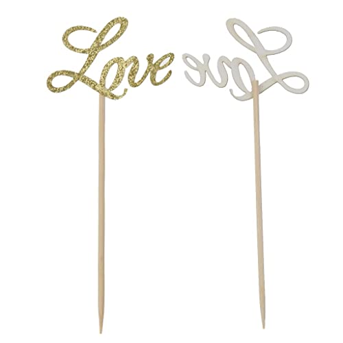 SM SunniMix Pacote com 20 enfeites de cupcake com glitter TOS para casamento e noivado