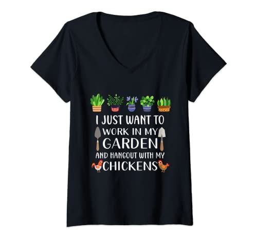 Mujer Chicken lover Funny Garden - Camiseta para hombre y mujer Camiseta Cuello V