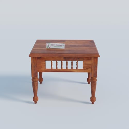 Image of Jangid Handicraft Solid Wood Coffee Table for Living Room | Wooden Center Table | Square Coffee Table | Tea Table for Sofa | Modern Sofa Table for Hall | Sheesham, Honey Finish