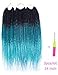 Box Braids Crochet Hair Extensions 65g 12Roots/pcs Kanekalon Three Tone Ombre Braiding Hair Synthetic Crochet Box Braids (14 inch 3 pcs, 1b/green/light green)
