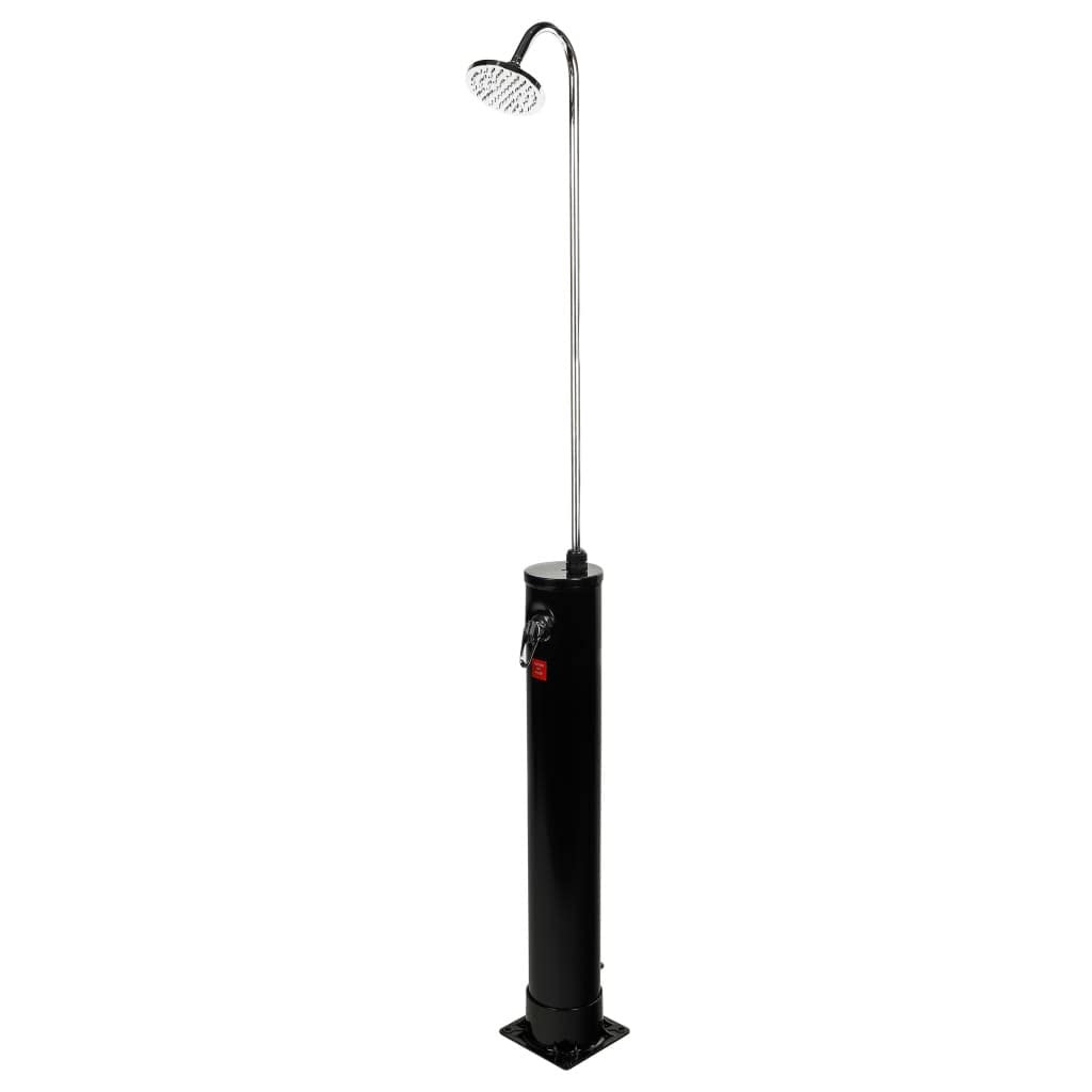 Haushalt International Solar Gartendusche 18 Liter Solardusche Regendusche Außendusche Pooldusche ohne Stromanschluss mit Wasserhahn und Regenduschkopf Gartenschlauch-Anschluss schwarz/Silber
