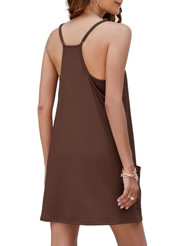 Image of Nirovien Womens Tennis Dress Workout Mini Dress with Shorts Sleeveless Spaghetti Straps Golf Athletic Dresses