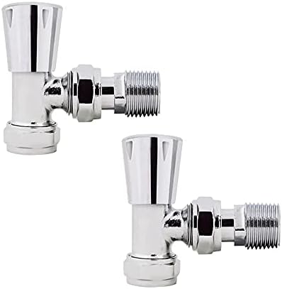 NRG Angled Square Head Towel Rail Designer Radiator Valves 1 Pair Chrome One Pair