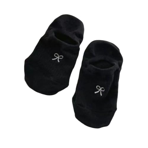 Invisible Cute Sock Cotton Short Socks Bowknot Socks(Black-Style 2)