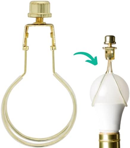 I Like That Lamp Clip On Lampshade Adapter (1 Pack), Classic Brass Gold Finish, Includes 1 Light Bulb Clip Shade Adapter, 1 Matching Finial and 2 Silicone Levellers, Fits All Standard Size Bulbs