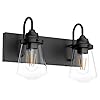 Aipsun Black Vanity Light for Bathroom 2 Lights Farmhouse Bathroom Lights Fixtures Over Mirror with Clear Glass Shade(Exclude Bulb)