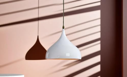 AYMH Hanging Light Ceiling LED Hanging Light Lamp Shade Vintage Edison Filament Hanging Crown, Gold, E27 Hanging Ceiling Light for LED/Filament Bulb(Bulb Not Included) (White, UFO - 12 Inch)