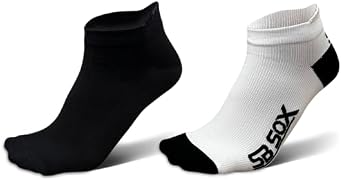 SB SOX - 4 Pairs Compression Ankle Socks, Size Medium Solid Black + White/Black
