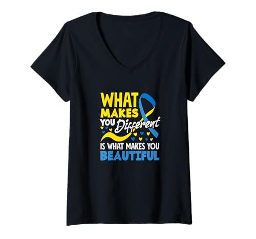 Womens What Makes You Different is What Makes You Beautiful T21 V-Neck T-Shirt