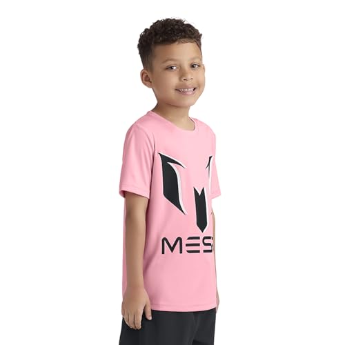 Image of Messi Boys' Lifestyle Short Sleeve Top, Loose-Fit Shirt with Logo, Comfortable, All-Day Wear