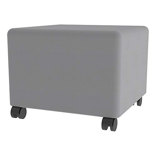 Image of Sprogs 12 inch H Structured Cube Stool -Flexible Modular Collaborative Soft Seating for Office, Home, Lounge and School Classrooms with Durable Frame & Set of 2 inch Casters Add-on -Orange