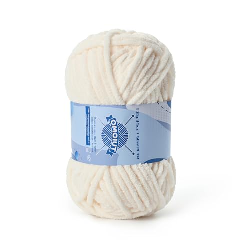 Image of Chunky Chenille Yarn for Crocheting, Baby Yarn for Crocheting Soft Blankets, Bulky Yarns for Crochet Amigurumi, 100g (74.3yds) Fluffy Velvet Yarns for Hand Knitting (Light Beige)