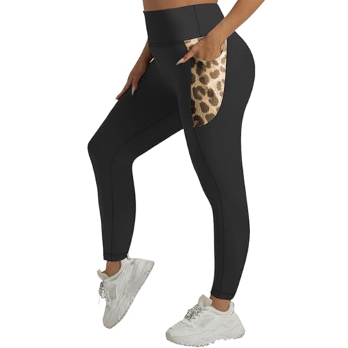 Generisch Pantalones de yoga de alto rendimiento para deportes y uso diario con elegante diseño de estampado animal para comodidad y flexibilidad en las actividades de primavera y verano, Negro , XL
