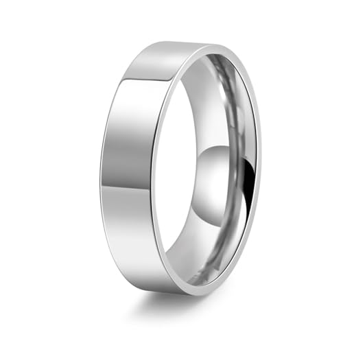 YIFSIY Bague mariage acier 4mm, or blanc 18K