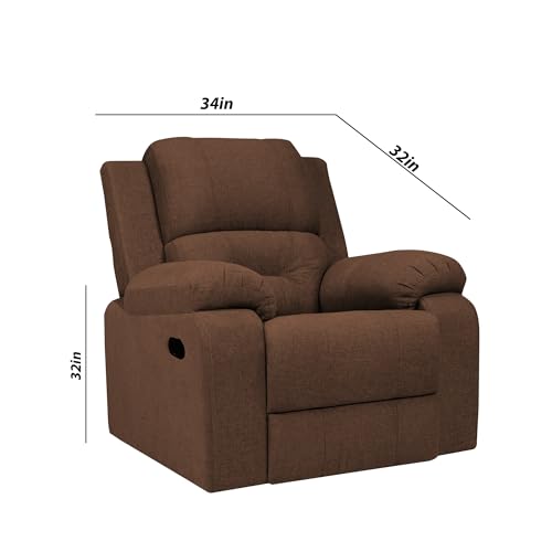 Image of Casaliving Taylor Comfy Fabric Single Seater Recliner Chair, Recliner Sofa for Relaxing, Brown, Modern, Medium Size