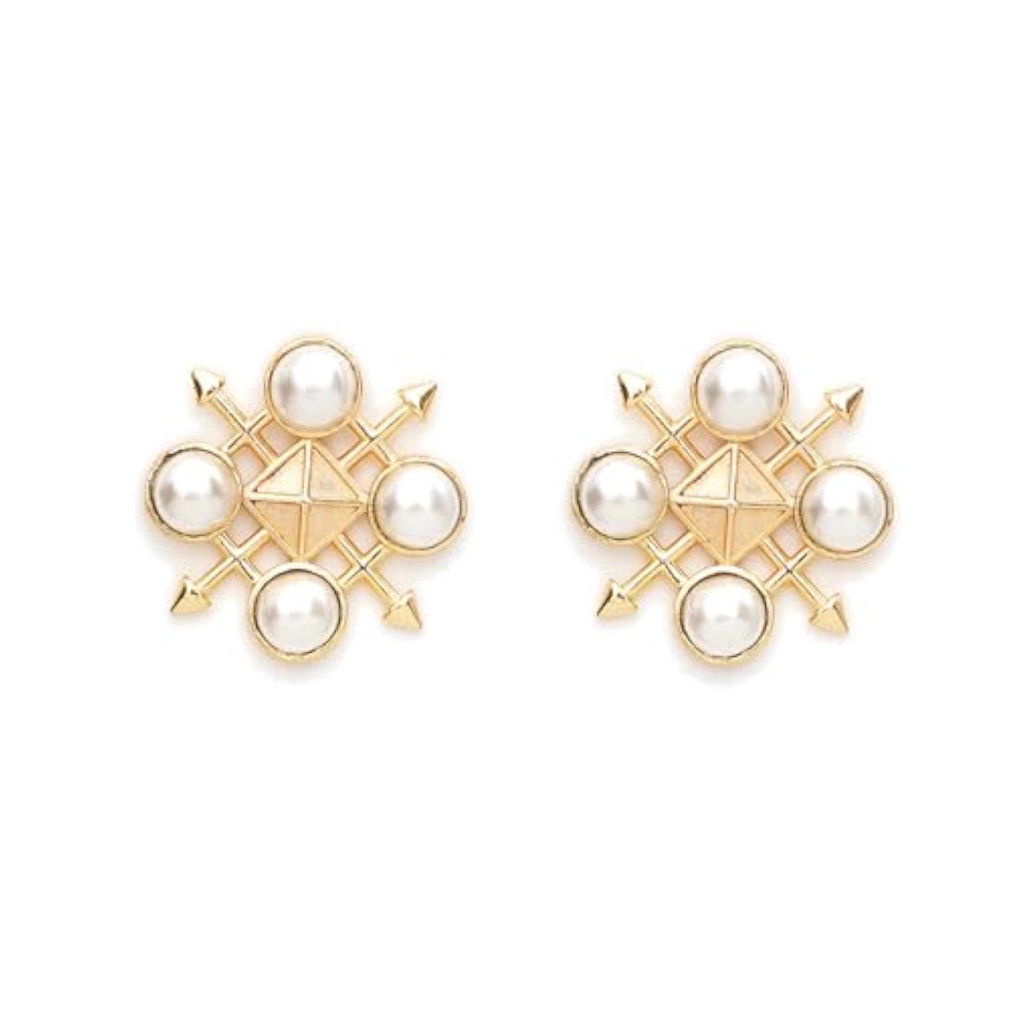Women's Beabhika Geometric Pearl Statement Cross-Shaped Earrings