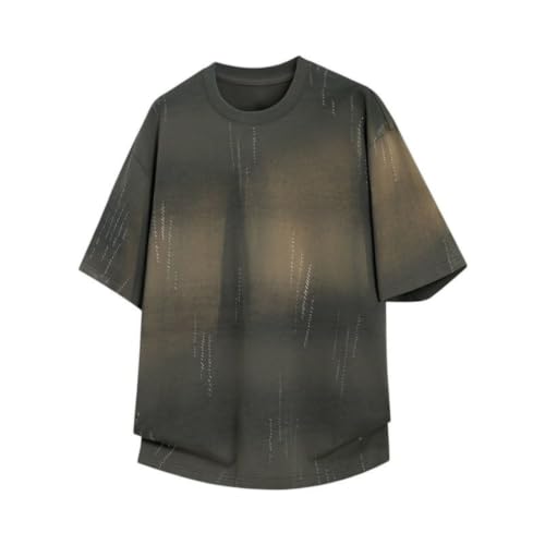 T-shirt japonais dégradé en coton mélangé pour homme à manches courtes et col rond
