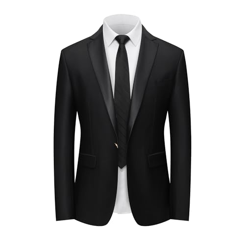 Men's Formal 2-Piece Slim Fit Suit, Black Single Button Blazer with Dress Pants, Wedding Tuxedo Set (US, Alpha, X-Small, Regular, Regular, Black)2