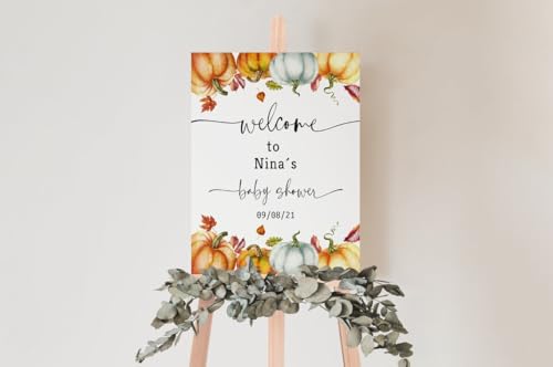 Editable Pumpkin Baby Shower Welcome Sign - Fall-Themed Yard Board