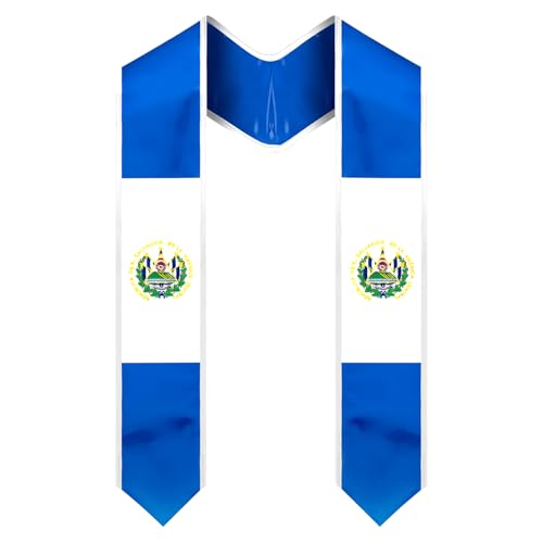 TOWIHUN El Salvador Graduation Sash Embroidered Flag Graduation Stole for International Students 72 Inches