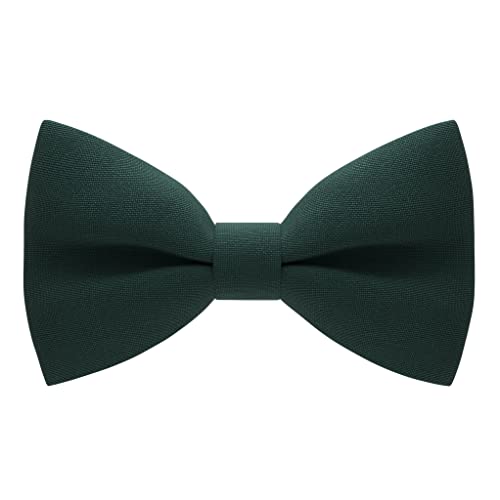 Bow Tie House Boys Classic Pre-Tied Bow Tie Formal Solid Tuxedo (Medium, Dark Green)